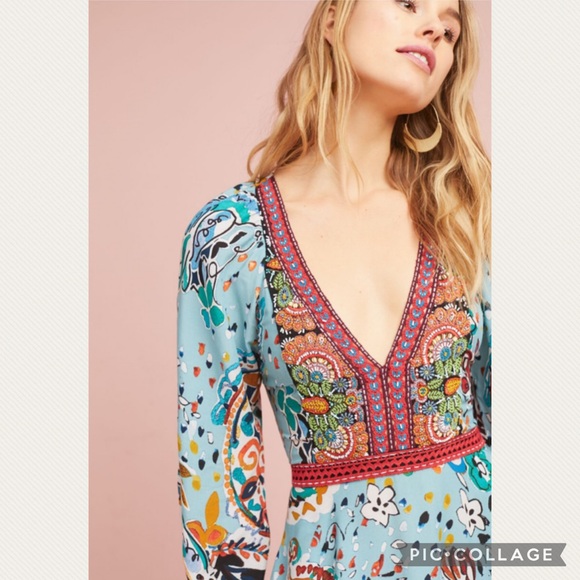 :Price Firm: Anthropologie Akemi + Kin Beaded Karina Dress in Blue - Picture 3 of 16
